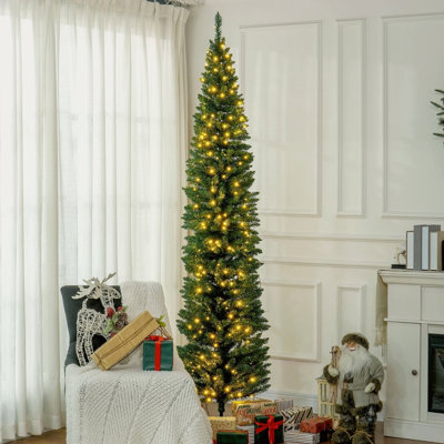 Sapin de Noël artificiel de 8 pi de hauteur avec 8 lumières DEL blanc chaud et 618 pointes pour la décoration de Noël