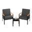 Ensemble de mobilier d'extérieur en métal 3 pièces avec table basse, ensemble de salon d'extérieur en métal pour patio, cour arrière, balcon