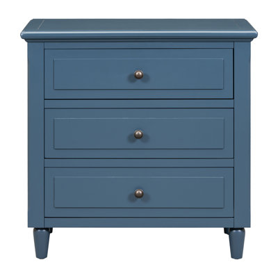 Nightstand with 3 Drawers and Smooth Gliding Rails Simple Bedside Cabinet with Metal Handles for Bedroom and Office