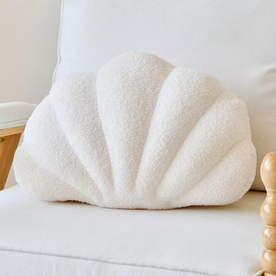 Ivory Seashell Throw Pillow, Shell Shaped Decorative Accent Cushion, Soft Plush Pillow For Bed, Couch, Sofa, Living Room And Home Decor