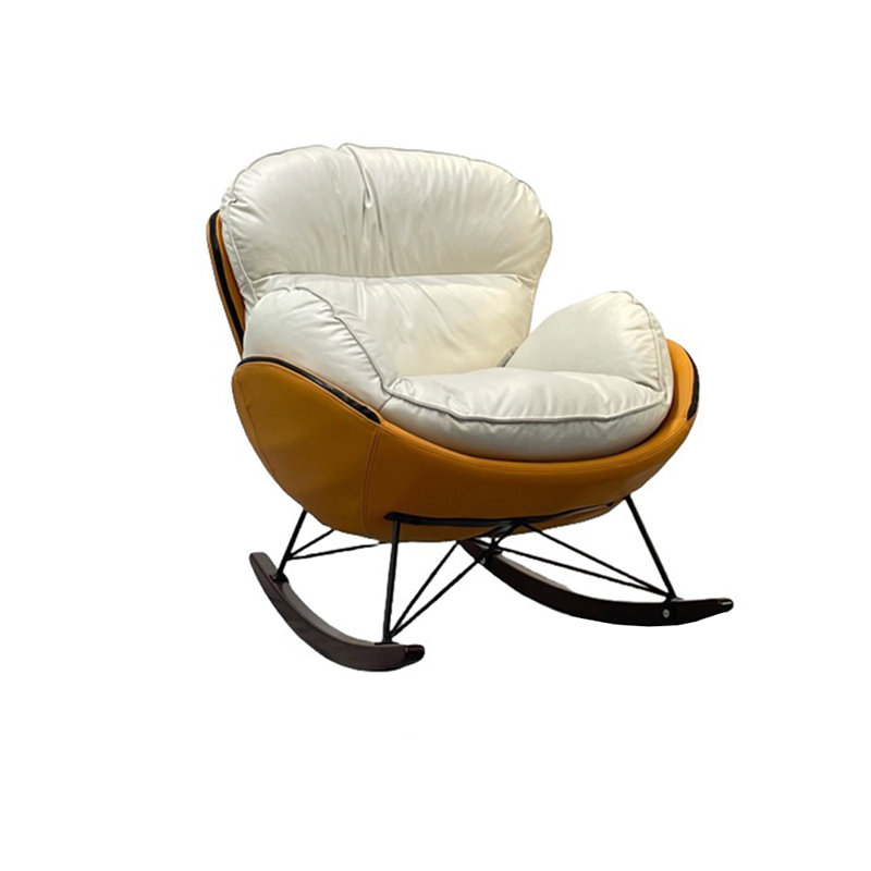 Chaise berçante avec structure en métal, Blanc / orange