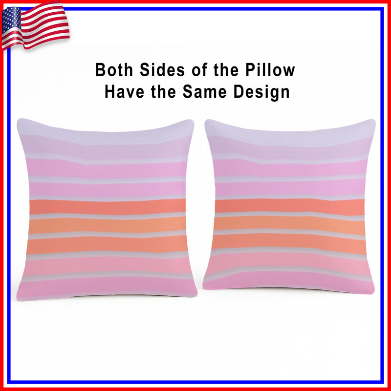 Pink Orange Stripes Double Sided Throw Pillows, 20 x 20 inches