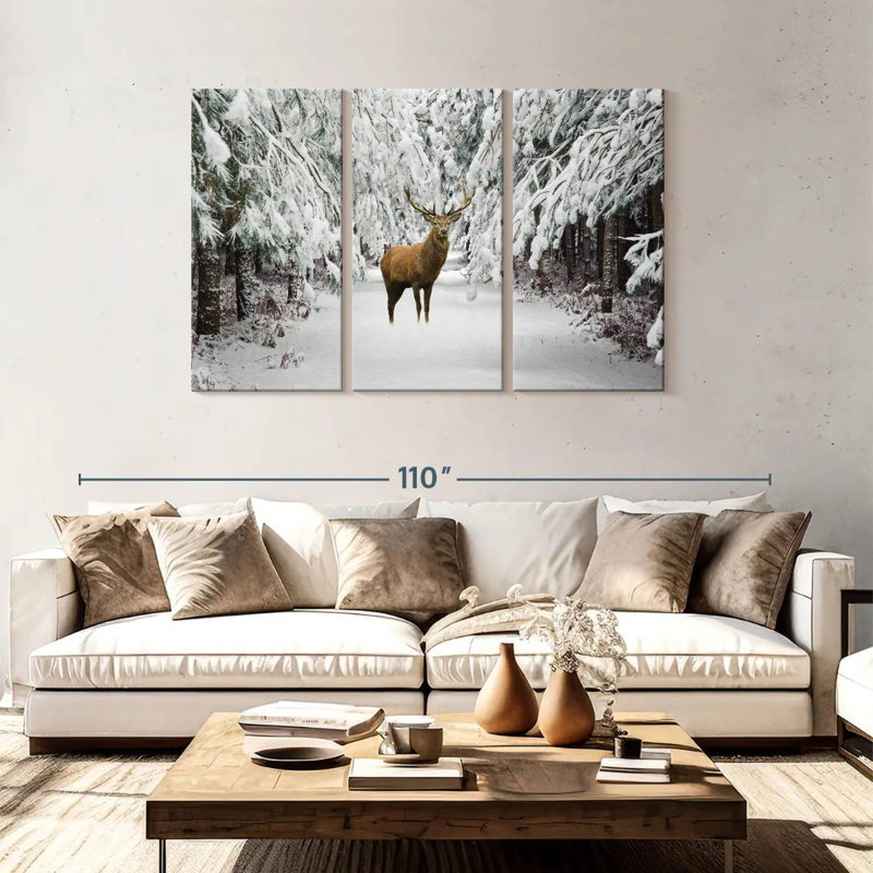 Cerf rouge d'hiver, H 48 po x l 74 po