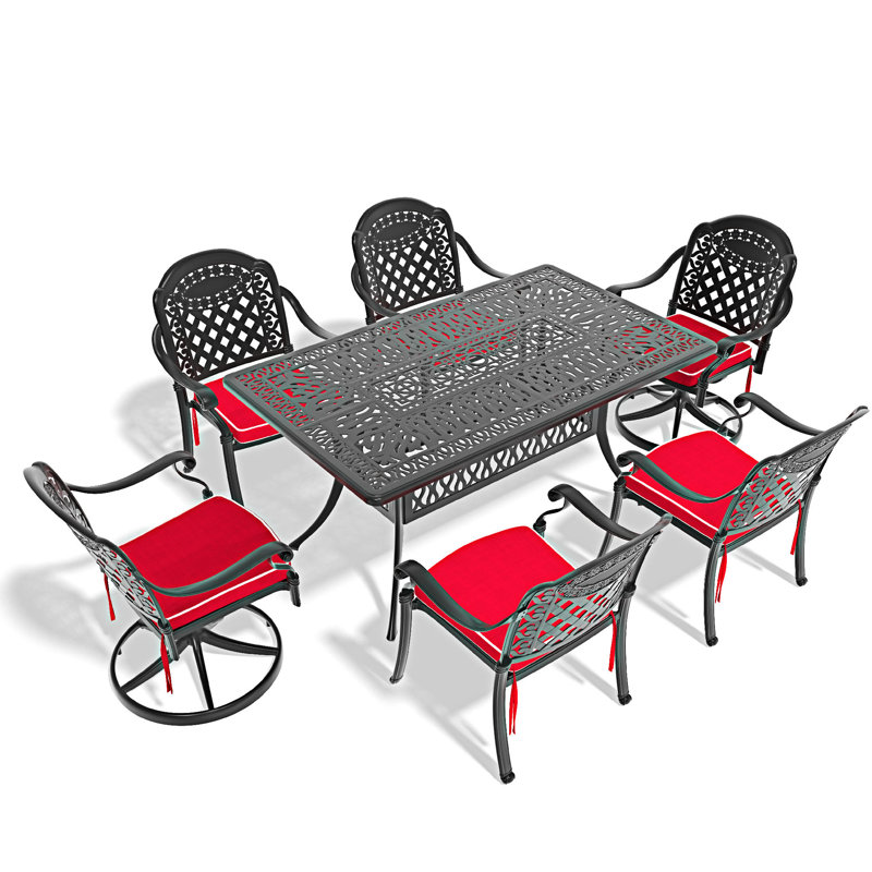 Ensemble de salle à manger 7 pièces en fonte d'aluminium toutes saisons