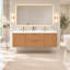 Meuble-lavabo double 59,3 po avec plateau en résine SMC, armoire en panneau de fibres à densité moyenne peint, portes à fermeture en douceur, tiroirs divisés, meuble-lavabo mural moderne pour les grandes salles de bain