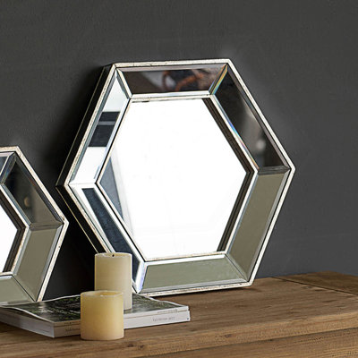 20" X 18" Hexagon Wall Mirror With Contemporary Glass Design, Home Decor Accent Mirror
