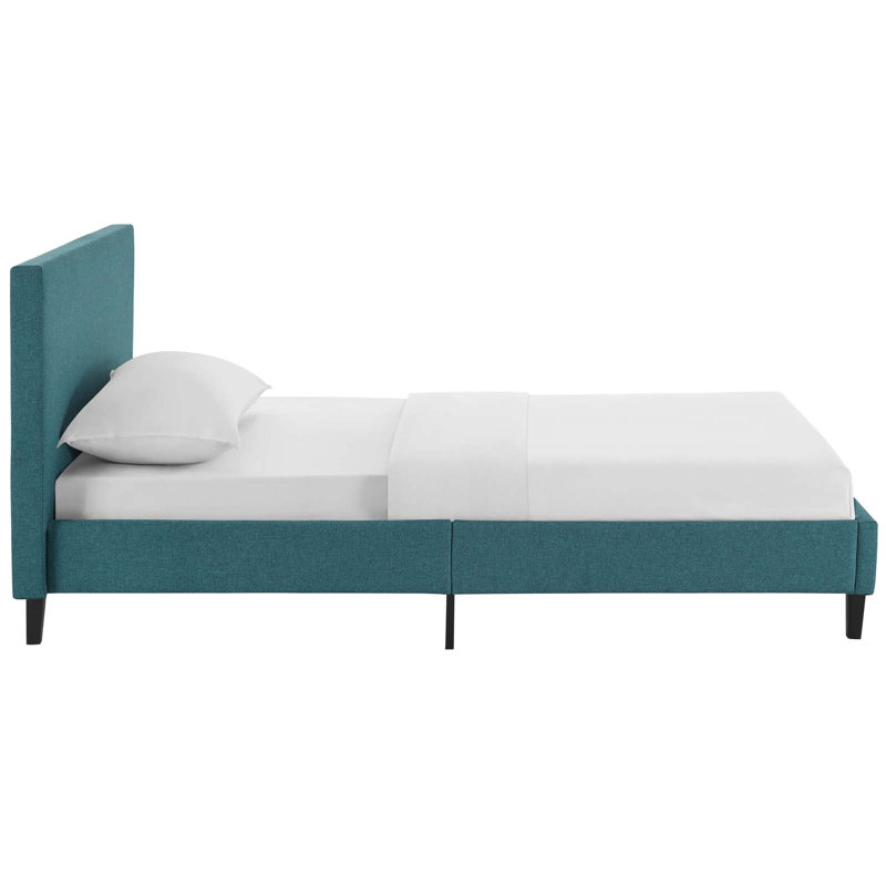Modway Bed Frame, Twin, Teal Plainweave