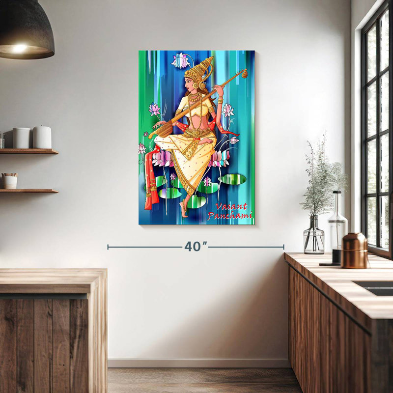 Adella Saraswati On Vasant Panchami, 39" H x 26" W