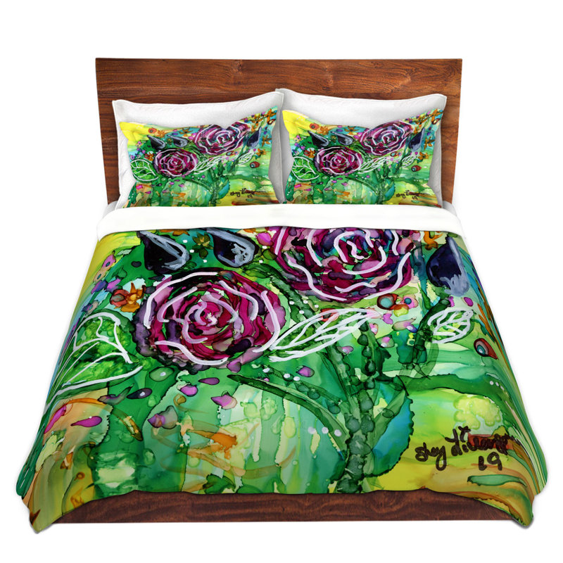 DiaNoche Queen Duvet Cover Sets Microfiber by Shay Livenspargar - Rose Bouquet, Twin Duvet Cover + 1 Standard Sham