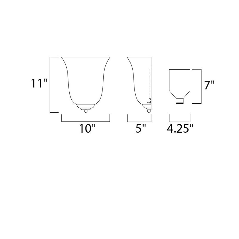 Allisia Flush Mounted Sconce, Oil Rubbed Bronze, 11" H x 10" W x 5" D