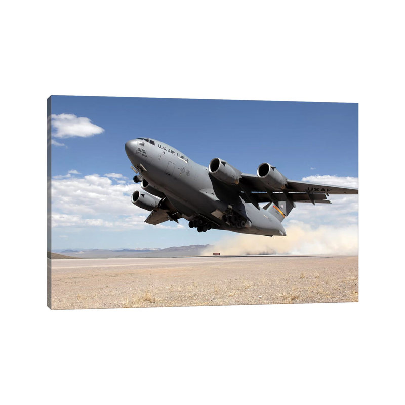 A C-17 Globemaster Departs From The Tonopah Runway by Stocktrek Images - Wrapped Canvas Gallery-Wrapped Canvas Giclée