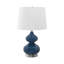 24" H Contemporary Lighting | Blue Glass & Ivory Cream Fabric Shade-107417427