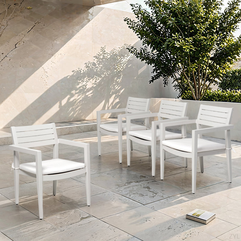 Chaises de salle à manger d'extérieur 4 pièces en aluminium