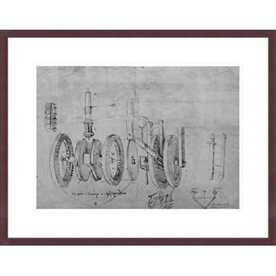 Studies of Toothed Gears and a Hygometer fol. 8v-b from the Codex Atlanticus by Leonardo da Vinci -Framed Giclee Print