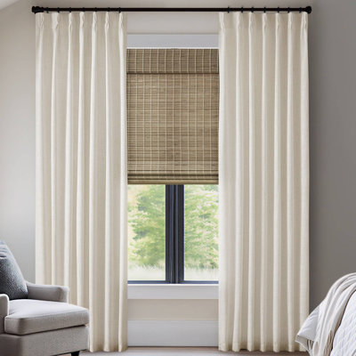 Emery Ivory Linen Blend Light Filtering 40x90" Curtain Panel Pair