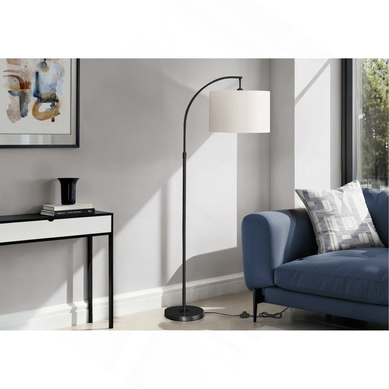 Lighting, 65"H, Floor Lamp, Metal, Ivory / Cream Shade, Contemporary, Black