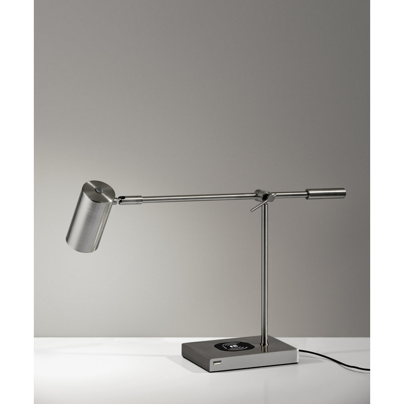 Allesandro Adjustable Metal USB Desk Lamp, Brushed Steel