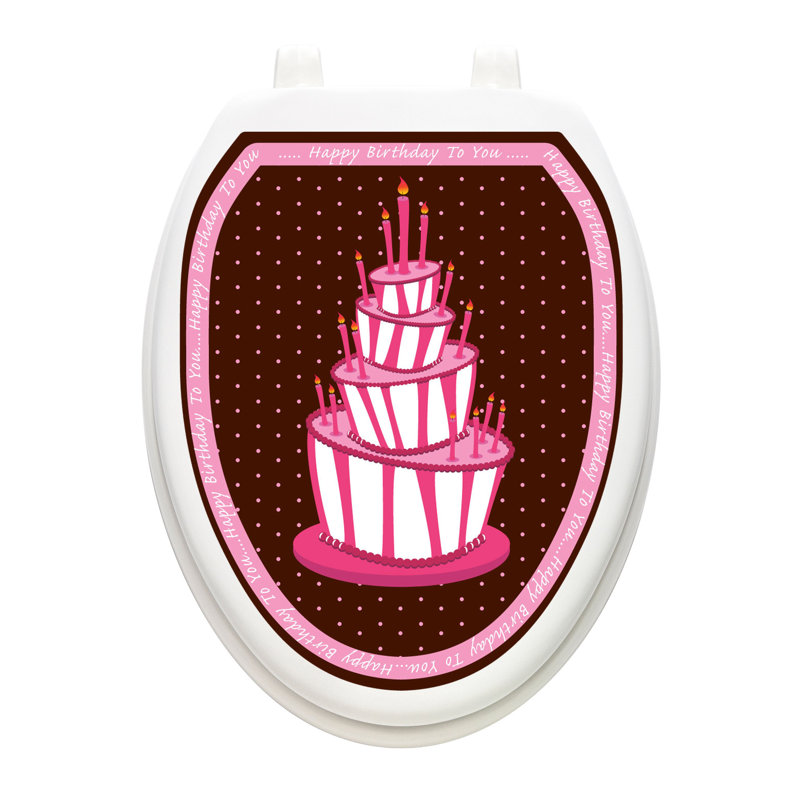 Adhésif décoratif pour siège de toilette Birthday Cake, Allongé, Rose