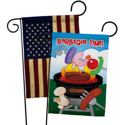 Barbecue time impressions, décoration de polyester de 2 côtés 19 po x 13 po  drapeau de jardin