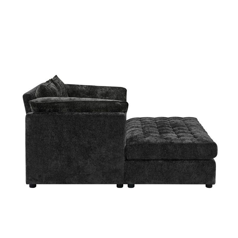 Chaise longue d'intérieur 67 po en chenille, Noir
