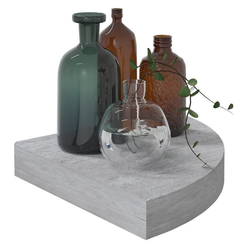 Braily 2 Piece Triangle Corner Shelf, 3.8cm H x 25cm W x 25cm D, Concrete Grey