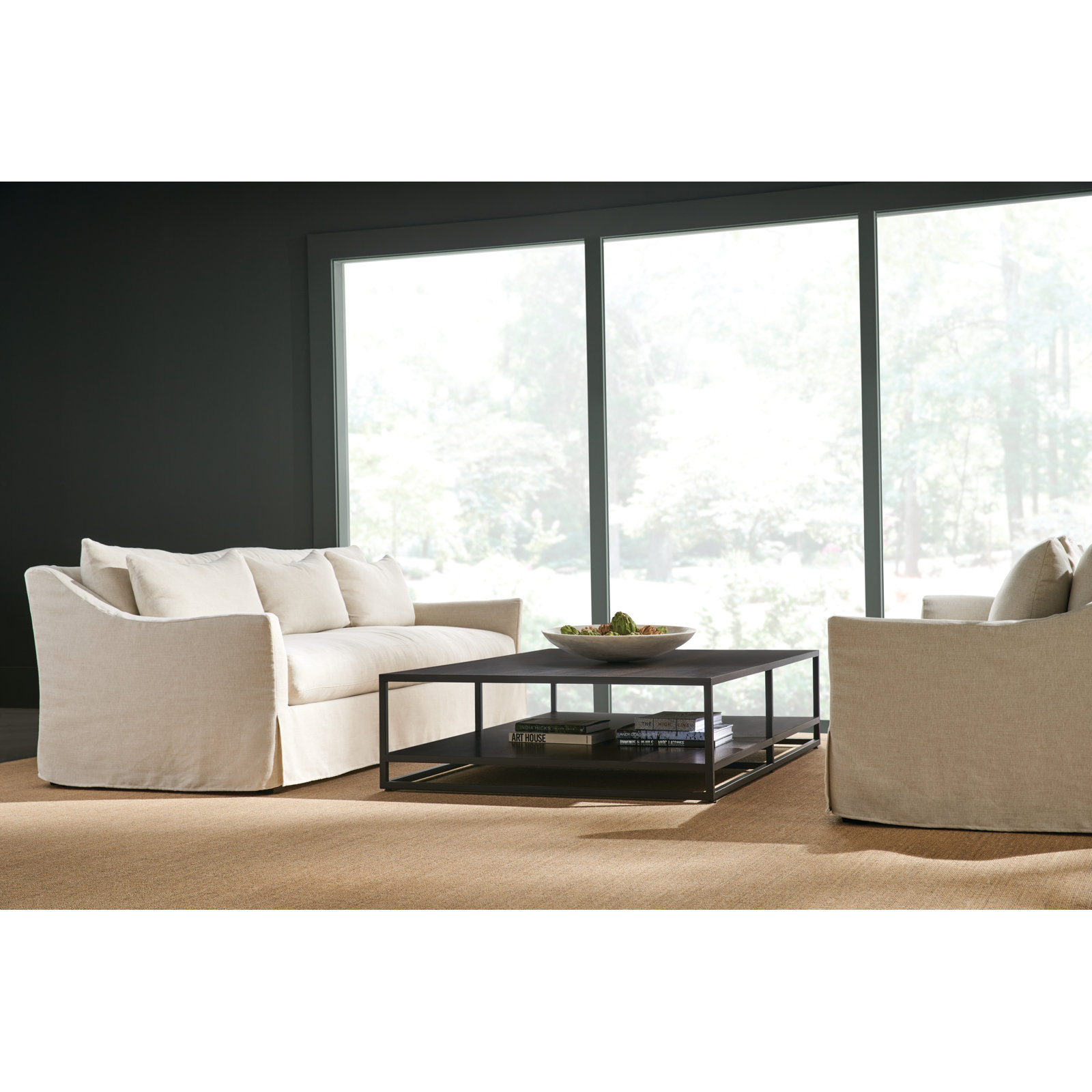 Stavro Slip Sofa, 35"H x 98"W x 41"D, Cream