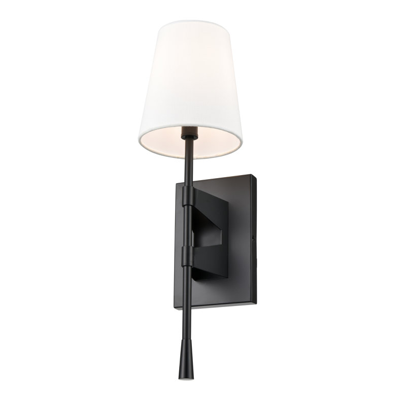 Jeydi 1 Light 19.5" Tall Brushed Nickel Sconce, Matte Black