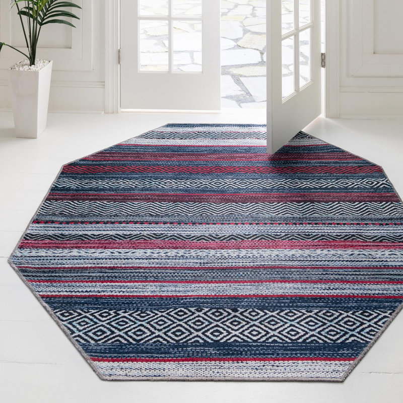 Aaroon Striped Indoor Rug, Octagon 7'10" x 7'10"