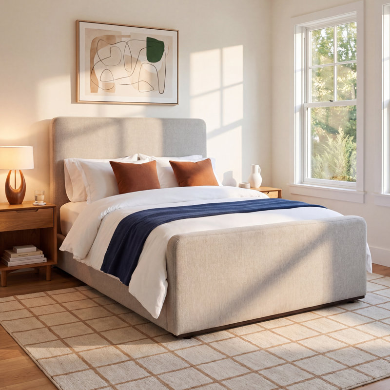 Laudine Upholstered Standard Bed, Queen, Aldred Silver