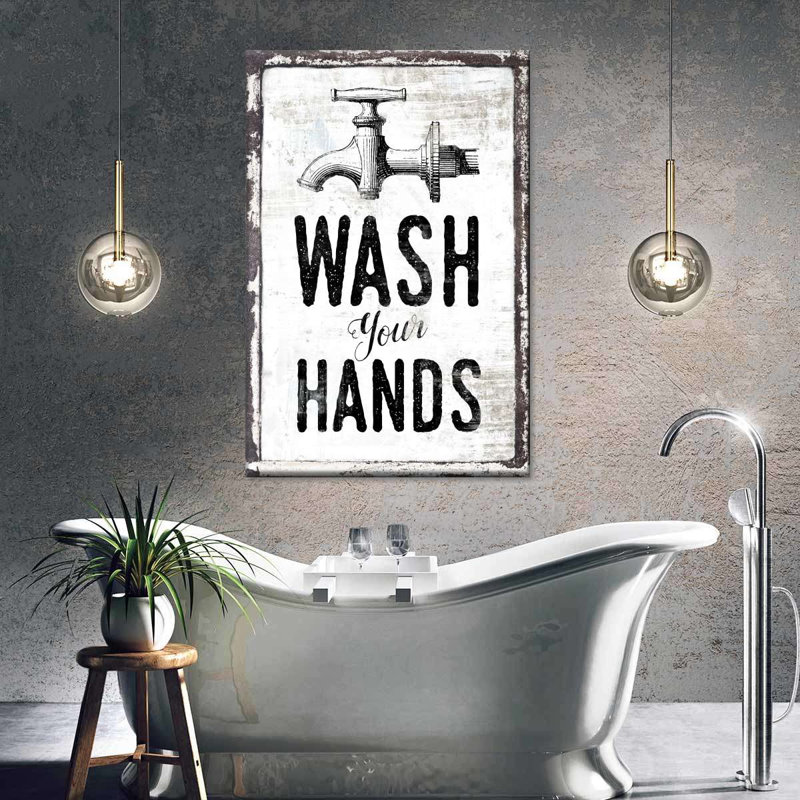 «Wash Your Hands», impression sur toile, H 12 po x l 8 po x P 1 po