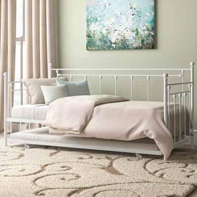 Vandemark Yother Victorian Style Metal Day Bed With Twin Trundle by Laurel Foundry Modern Farmhouse