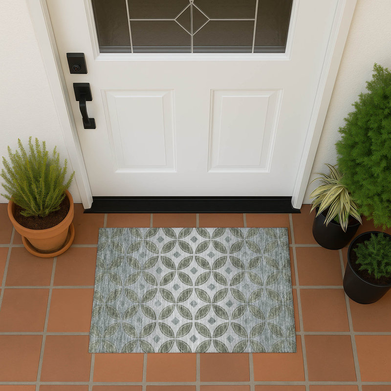 Machine Washable Indoor/Outdoor Lockway ACN2423 Geometric Rug, Rectangle 1'8" x 2'6"