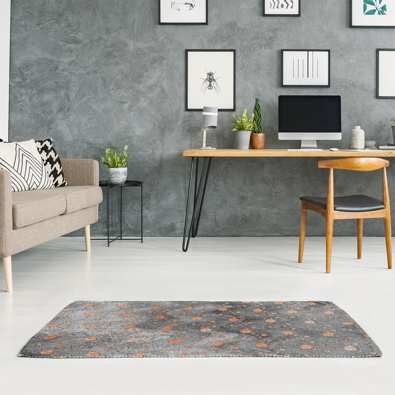Chenille Polka Dots Indoor Rug, Rectangle 4' x 6'