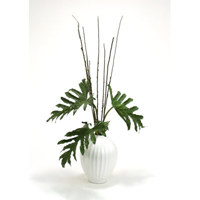 42 " H Faux Philodendron Plant in Porcelain Vase