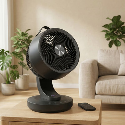 Desk Fan With Remote, 8 Speeds, Quiet Operation, Oscillating Air Circulator For Bedroom, LED Display, Black