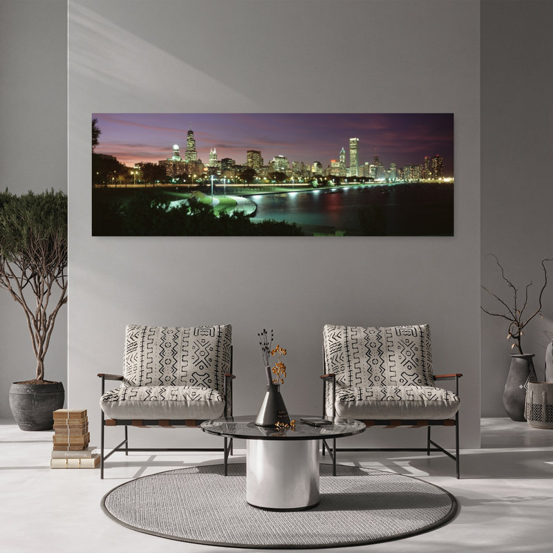 «Night Skyline», Chicago, États-Unis, architecture contemporaine, art mural, H 20 po x l 60 po