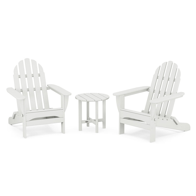 POLYWOOD Classic Adirondack Folding Adirondack 3-Piece Set, White