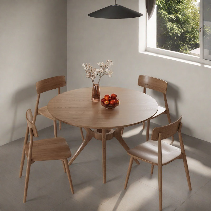 Table de salle à manger ronde Wabi-sabi, H 29,5 po x L 47,2 po x l 47,2 po