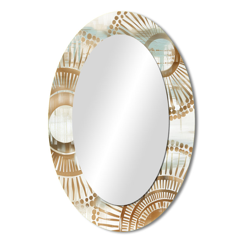 Miroir mural bohémien beige et doré, 36 po x 24 po