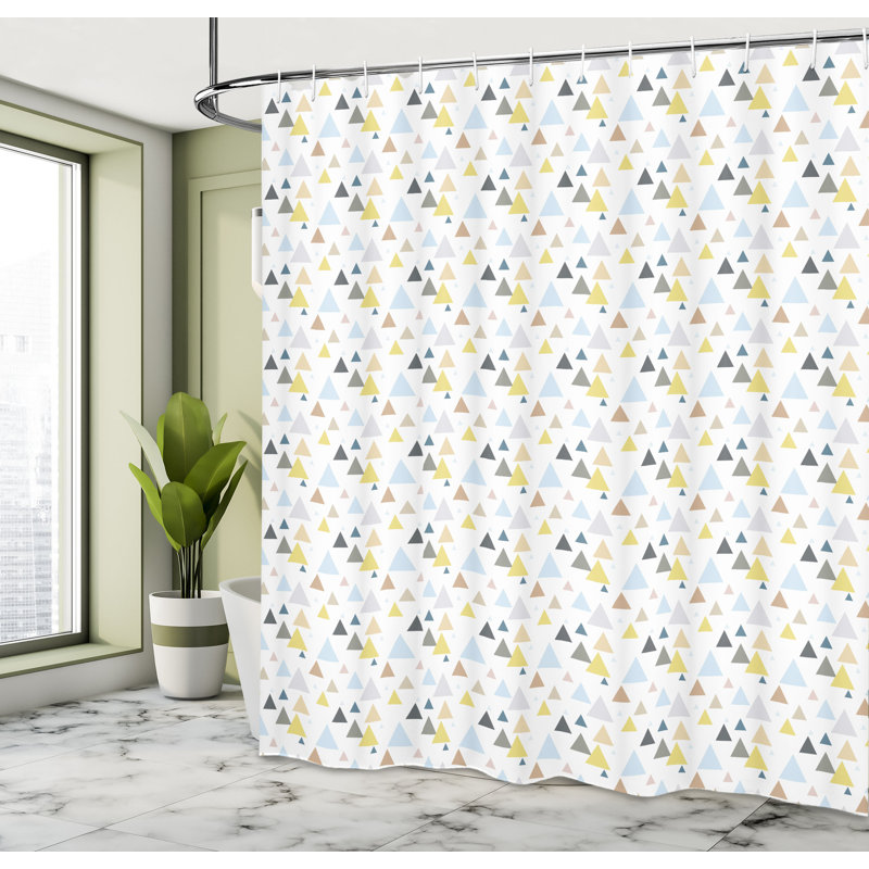East Urban Home Geometric Shower Curtain Scandinavian Triangles Multicolor, 70"H x 69"W