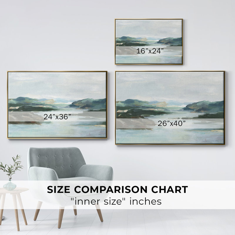 Misty Cove, toile tendue avec châssis en I, H 27 po x l 41 po x P 2 po, Or
