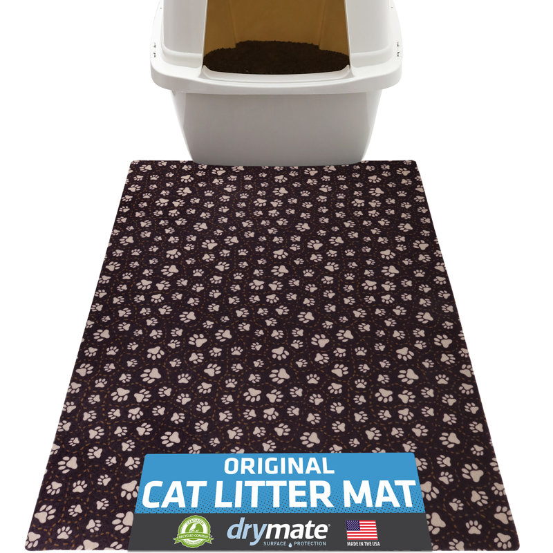 Original Cat Litter Mat, Contains Mess from Box, Protects Floors, Urine-Proof, Machine Washable, Soft on Kitty Paws, Absorbent, Waterproof (20”x28”) (Paw Path Tan) (USA Made)