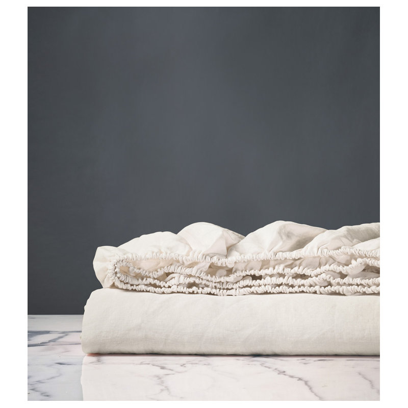 Shiloh 100% Linen Solid Colour Sheet Set, Queen, Shell