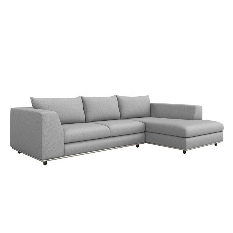 Comodo Chaise Sectional, Right Hand Facing, Walnut, Cameo 100% Polyester