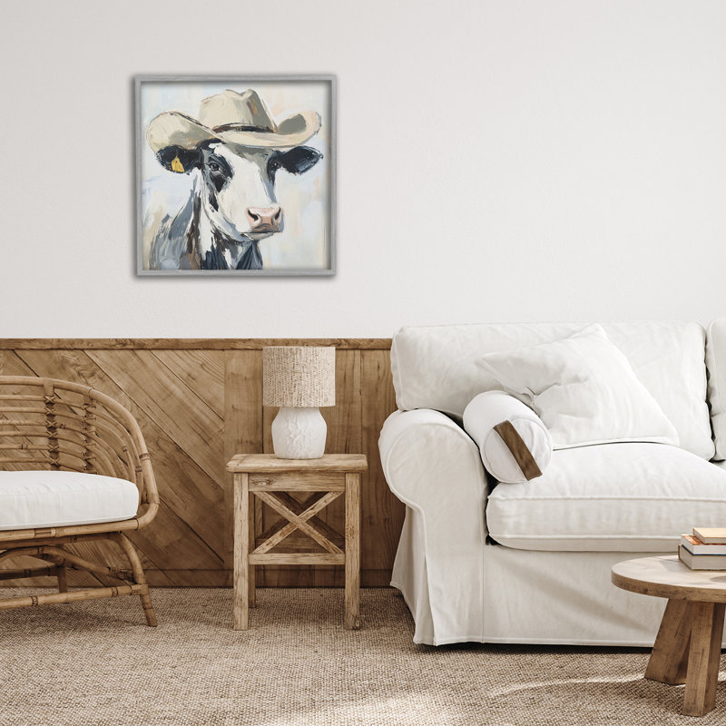 Cowboy Carl Cow, estampe numérique, conception de Tina LeCour, H 17 po x l 17 po, Estampe numérique Farmhouse
