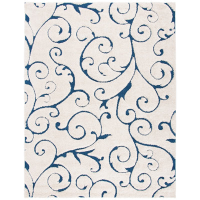 Tapis crème / bleu en polypropylène Buskey