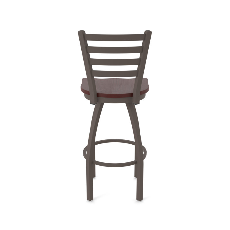 Tabouret pivotant Jackie, Bronze, Bois - Chêne cerisier foncé, Tabouret de bar (assise de 30 po de hauteur)
