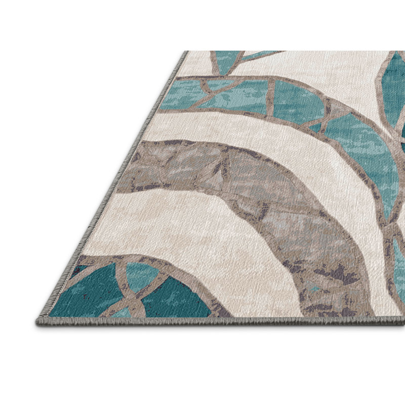 Machine Washable Gray Area Rug, Square 6'