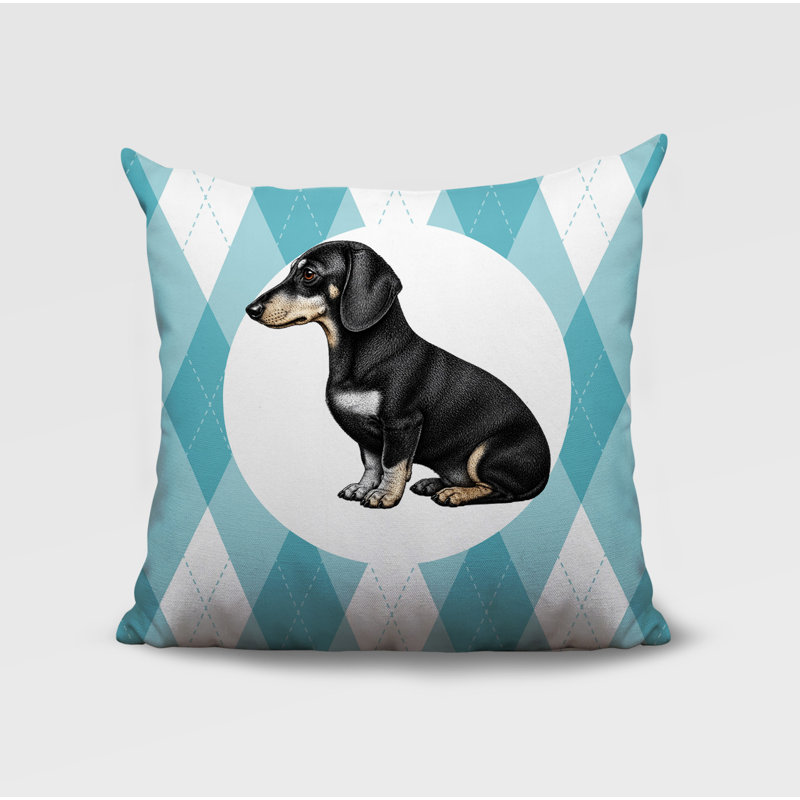 Coussin réversible intérieur / extérieur Dachshund Dog, 18 x 18, Sarcelle
