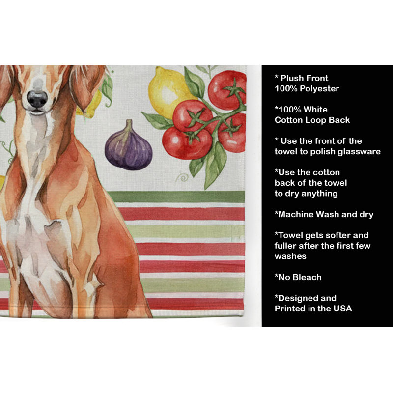 Red Saluki Vegetables Kitchen Towel, Red Saluki